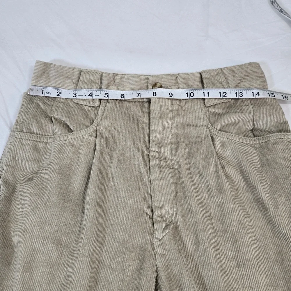 Vintage International Male Corduroy Pants 32 Pleated Rayon Beige Made in Taiwan